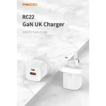 Recci GaN Dual Output Wall Charger 33W (UK Plug) - Image 2