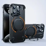 Leather Case with Metal Frame and Rotating Ring Holder