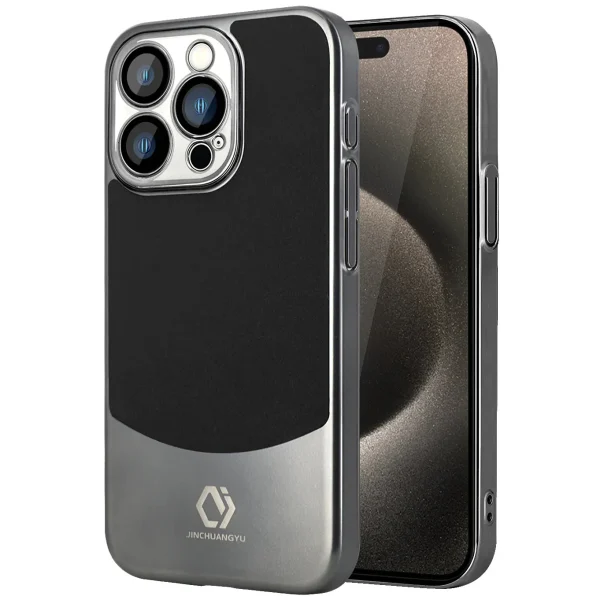 Stylish Leather Dual Tone Case With Camera Lens Protector