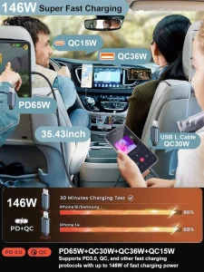 SUPER ZT03 FLASH CHARGE Retractable Car Charger 146W 4-in-1 - Image 13