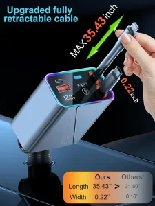 SUPER ZT03 FLASH CHARGE Retractable Car Charger 146W 4-in-1 - Image 8