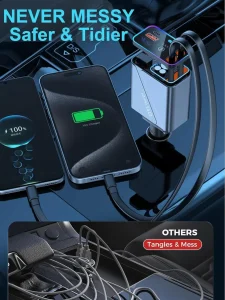 SUPER ZT03 FLASH CHARGE Retractable Car Charger 146W 4-in-1 - Image 3