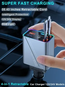 SUPER ZT03 FLASH CHARGE Retractable Car Charger 146W 4-in-1 - Image 6