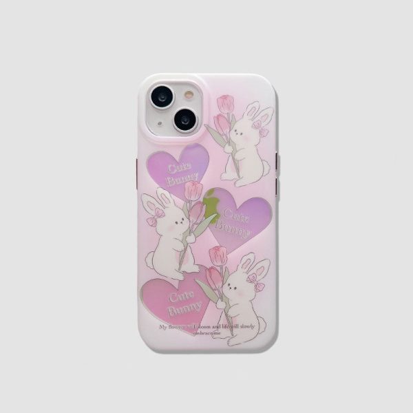 Bunny Flower Love Heart iPhone Case