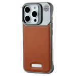 Premium Leather Hollowed-Out Design Case with Aluminum Back Without Frame With Camera Stand - Image 2